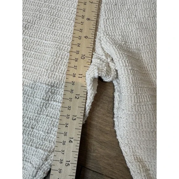 ZARA Pants Womens Medium Ivory Textured Boucle Knit Flare Leg Pull On Lounge - Picture 3 of 7